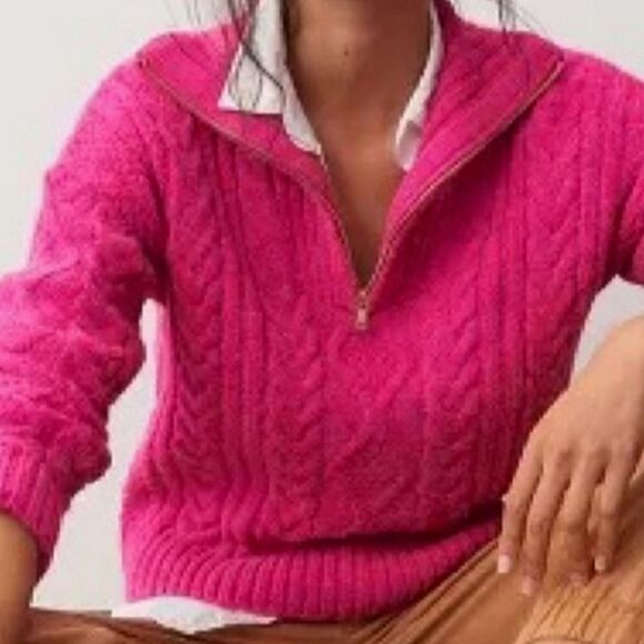 Anthropologie Cable Knit 1/4 Zip Sweater Sz XSMALL - Picture 2 of 8